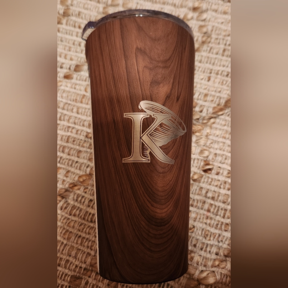 NWT Corkcicle walnut wood tumbler, King University, hot and cold drinks